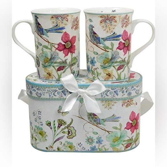 Lightahead Other - Lightahead Elegant Bone China Two Coffee Mugs Set in Decorative Box